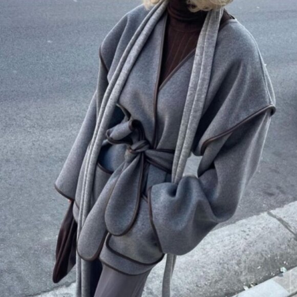 BEST Helsa Revolve Wool Blend Blanket Coat - Grey Casual Quiet Lux - Picture 1 of 9